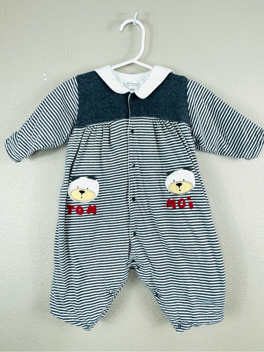 Catimini Striped Teddy Bear One Piece Padded Jumpsuit